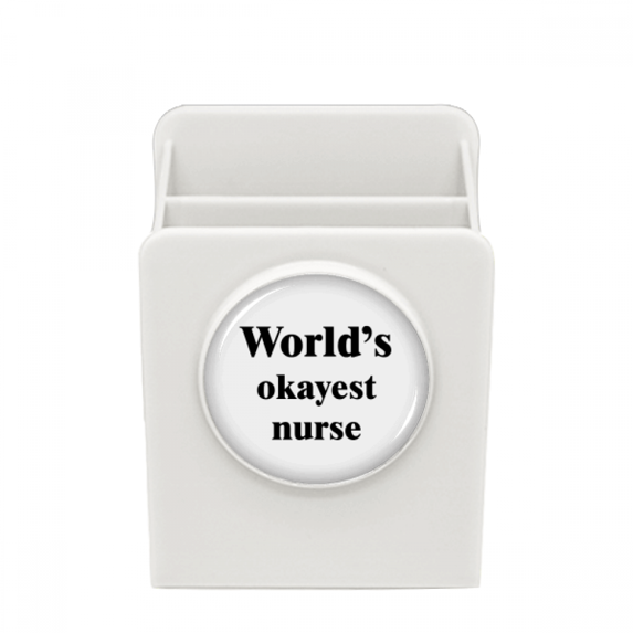World's Okayest Nurse Best Quote Desk Pencil Holder Cup Pen Organizer