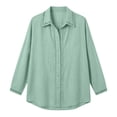 thumbnail image 4 of Noric Women's Cotton Long Sleeve Shirt V Neck Button Down Loose Fit Casual Tops with Crochet Lace, 4 of 7