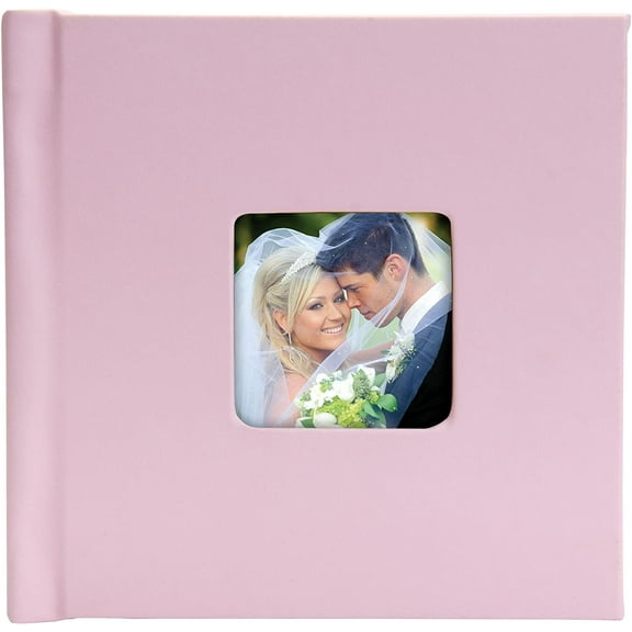 Pink 5" x 5" Square Self-Stick Photo Albums with Cameo Cover - Holds 10 Photos - Pack of 12