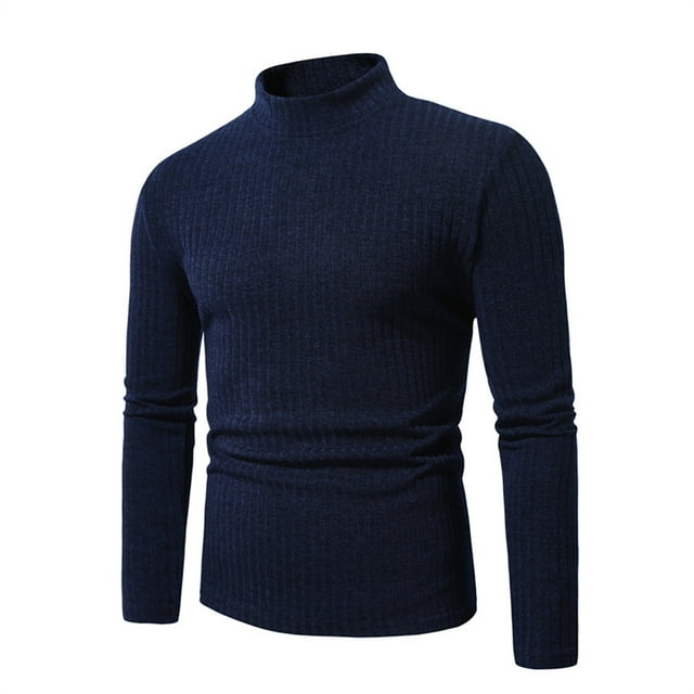 Blusa y camisas de cuello alto de manga larga para hombre, blusa de cuello alto simulado con listones intensificados de color liso para hombre, blusa de poliéster para hombre