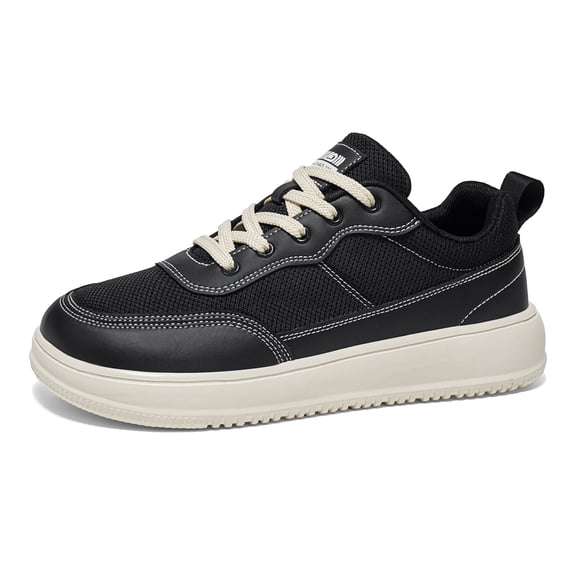 Men's Low Top Lace Up Thick Sole Casual Sneakers Mesh Spliced Upper Platform Daily Walking Shoes