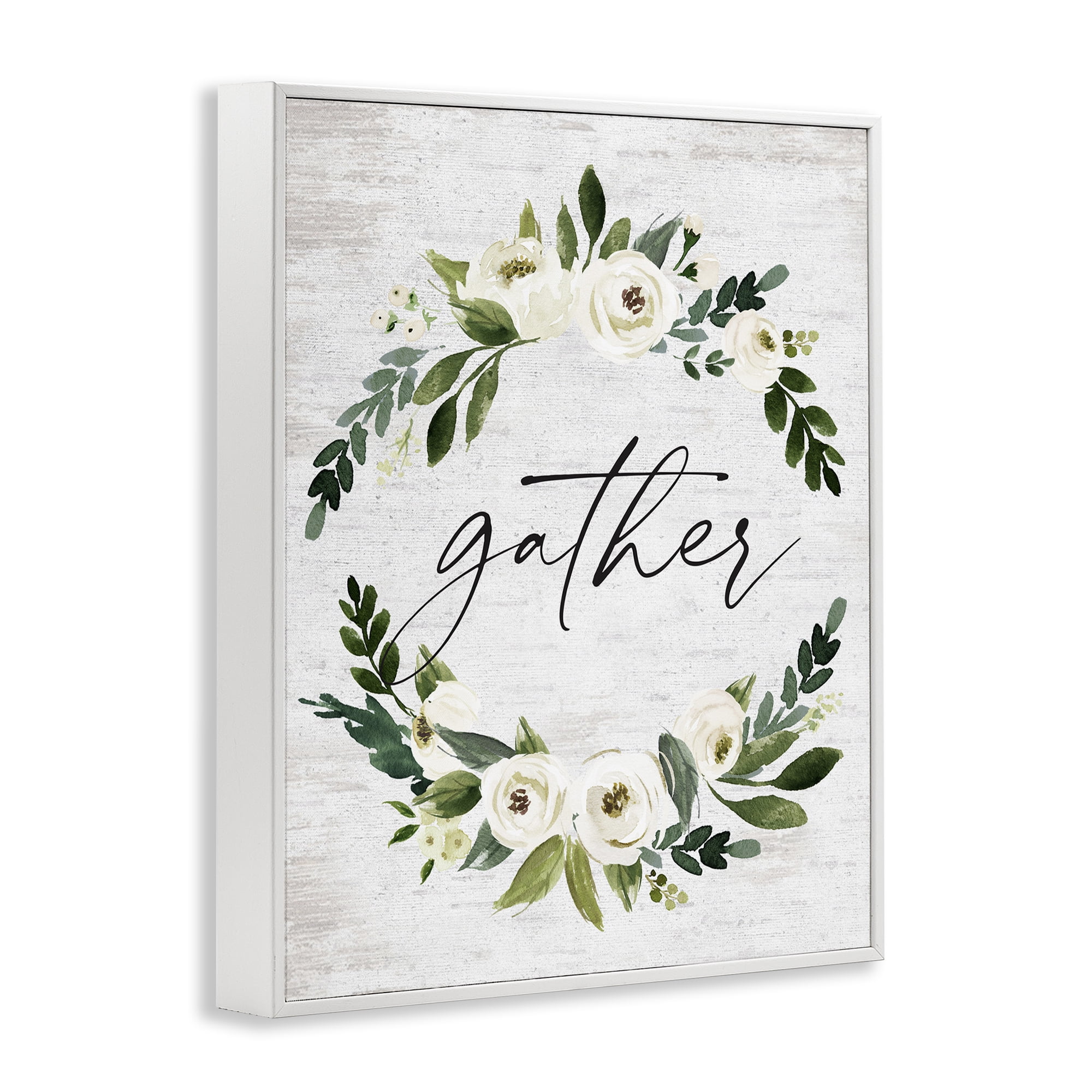 Stupell Industries Neutral Distressed Gather Botanical & Floral Painting White Framed Art Print Wall Art, 24 x 30
