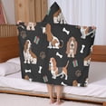thumbnail image 5 of Basset Hounds with Bones and Presents Hooded Bath Towel，50"x30" for Ages 3 To 12 Kids, Quick Dry Lightweight Soft Microfiber Hood Beach Towel Cover Up for Kids, 5 of 7