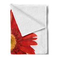 thumbnail image 2 of Gerber Daisy Soft Flannel Fleece Throw Blanket, Closeup Flower Photo Petal with Stem on Plain Backdrop, Cozy Plush for Indoor and Outdoor Use, 60" x 80", Vermilion Apple Green, by Ambesonne, 2 of 5