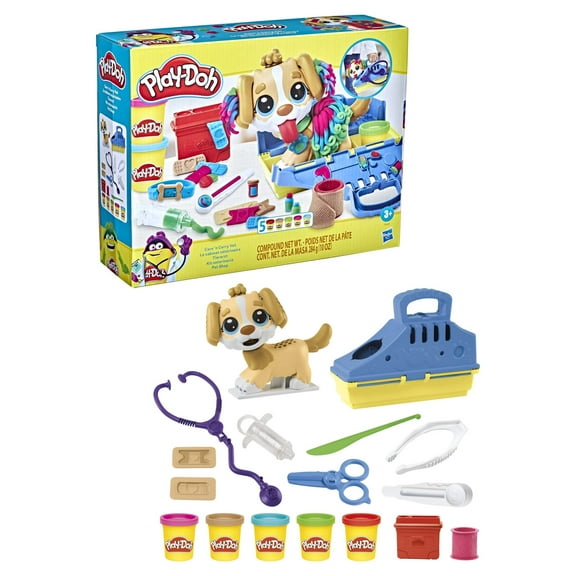 Play-Doh Care 'n Carry Vet Playset with Toy Dog, Carrier, 10 Tools, 5 Colors