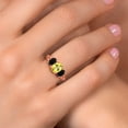 thumbnail image 4 of Gem Stone King 18K Rose Gold Plated Silver Canary Mystic Topaz and Black Onyx Filigree Style 3 Stone Ring for Women (2.36 Cttw, Oval 8X6MM and 6X4MM) (Size 8), 4 of 6