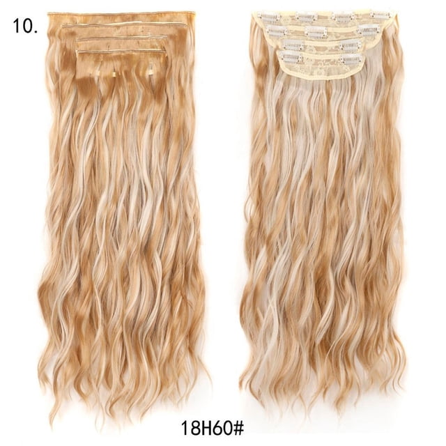 Heliisoer Women's Long Curly Hair Fake Water Ripple Curly Hair Four-piece Set Of Chemical Fiber Hair Extensions