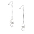 thumbnail image 2 of Delight Jewelry Silvertone Peace Sign Ribbon Heart - Silver-tone Long Sparkle Dangle French Earrings, 2 of 4
