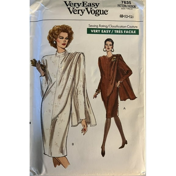 7635 Vogue (1989). Very Easy Very Vogue. Misses' Dress. Size 8-10-12