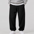 thumbnail image 4 of IYYVV Mens Baggy Sweatpants Wide Leg Cotton Fleece,Casual Fall Winter Warm Wear, Lounge Joggers with Pockets, Street Style Black XL, 4 of 5