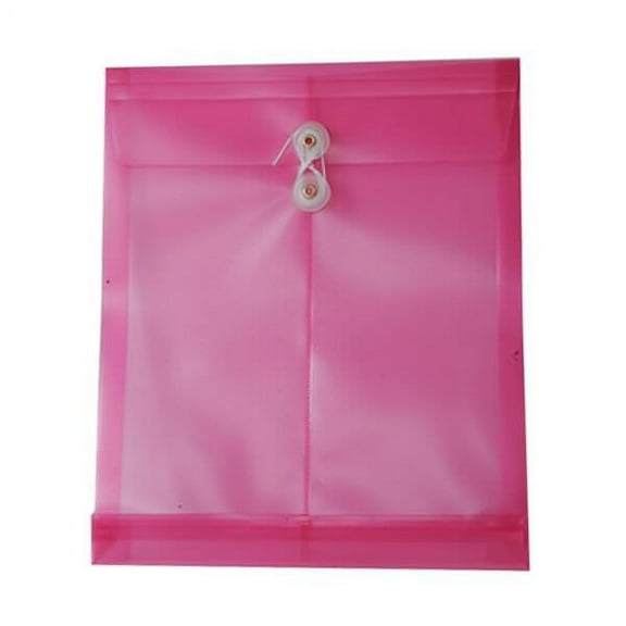 JAM Paper Plastic Envelopes, 9.8x11.8, 12/Pack, Hot Pink, Button String, Letter Open End