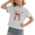 thumbnail image 2 of ITSAME T-Shirts for Girls, Lightweight Comfort Cute Bow Cotton Summer Casual Fashion Tops White Size 10, 2 of 9