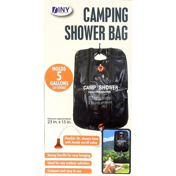 DINY Home & Style 5 Gallon Outdoor Solar Heated Camping Shower and Bag