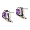 thumbnail image 2 of 925 Sterling Silver 14k Vintage Amethyst Earrings Drop Dangle, 2 of 7