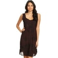 thumbnail image 5 of Sakkas Sudha Stonewash Embroidery Mid Length Adjustable dress - Choclate - S/M, 5 of 5