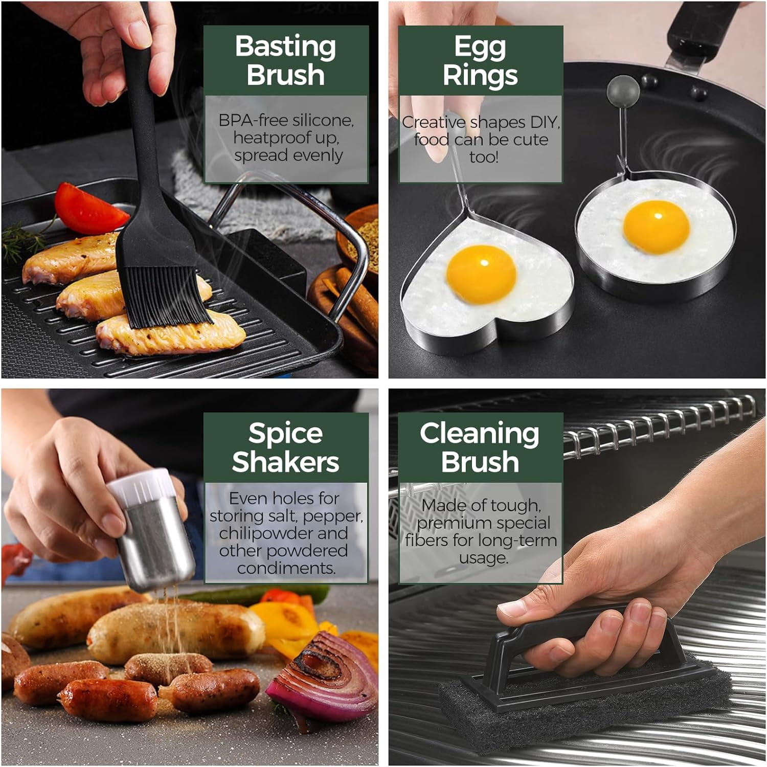 28-Piece Professional Griddle Accessories Kit for Blackstone & Camp Chef. Includes 2 Basting Covers, Enlarged Spatulas & Press for Ultimate Flat Top Grill Mastery