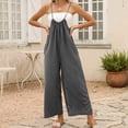 thumbnail image 3 of QUYUON Workout Pants Women Discount Ladies Summer Sleeveless Backless Loose Long Playsuits Rompers Jumpsuit Womens Khaki Pants Long Pant Leg Length Casual Style P5294 Gray XXL, 3 of 9