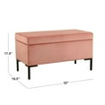 thumbnail image 4 of HomePop Medium Storage Bench with Metal Legs, 32"W x 16.5"D x 17.5"H, Blush Velvet, 4 of 12
