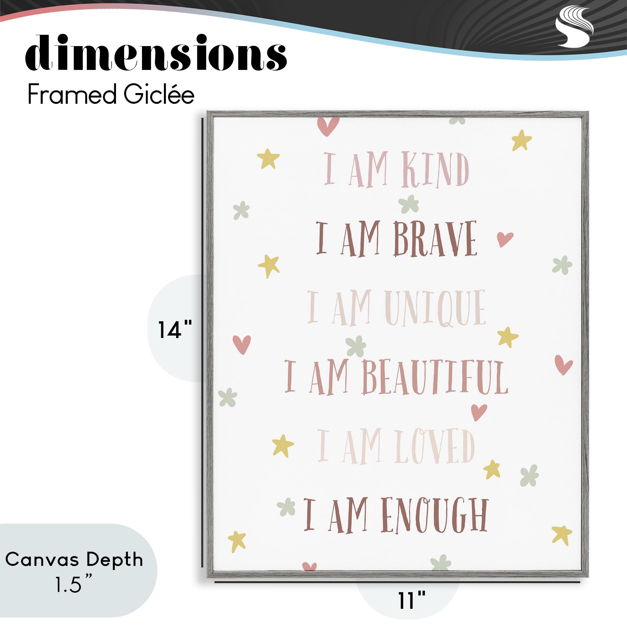 Stupell Industries I am Empowerment Quotes Gray Framed Giclee Art, design by Katie Griggs