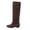 Coffee, variant on Women Over Knee High Suede Boots Round Toe Wide Calf Chunky Heel Winter Booties Side Zipper Warm Casual Shoes for Ladies Outdoor Daily Walking Wear