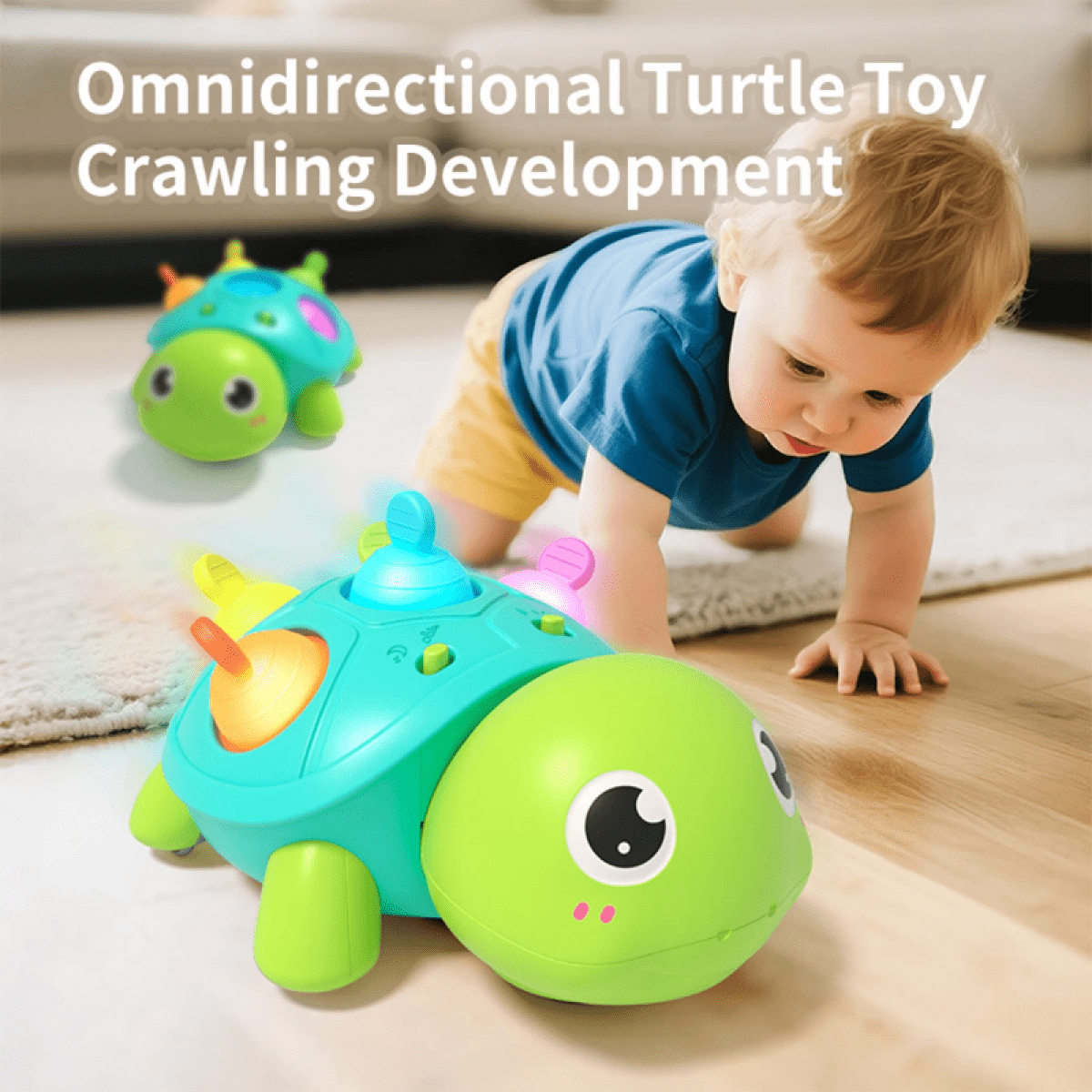 Musical Turtle Baby Toys 6 to 12 Months, Infant Light up Music Toys Tummy Time Development, Crawling Toy for 7 8 9 10+ Month Old, Easter Christmas for Babies Boy Girl