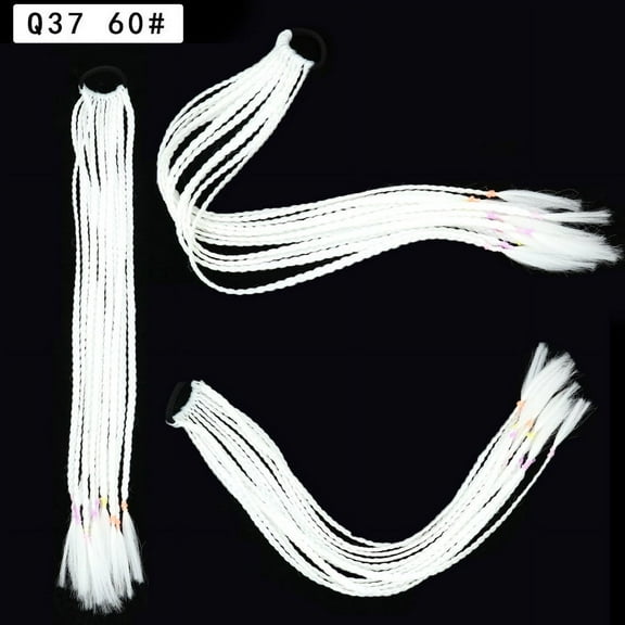 Namzi 2Pcs Braided Ponytail Extension Synthetic Braided Box Braided Ponytail Wig Extensions Hair Rope Natural Soft Synthetic Braided Fashion Hair Accessories for Women Daily Wear，White