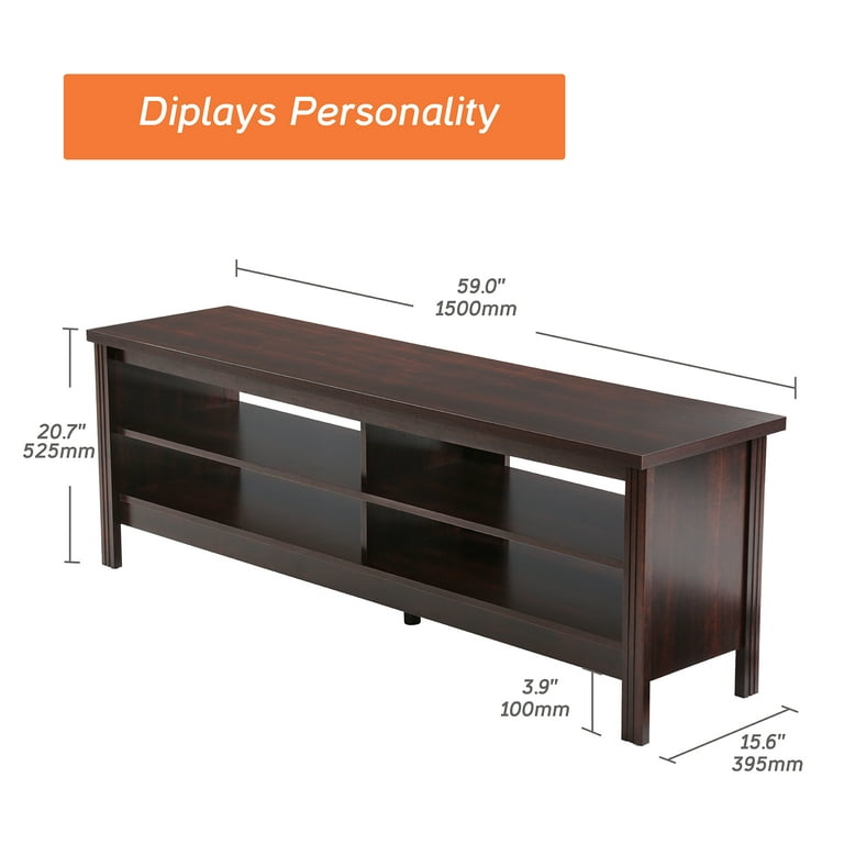Cherry TV Stand for 65 inch Wood TV Entertainment Center for