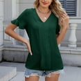 thumbnail image 5 of Yuwull Womens Tops Going Out Tops For Women Women'S New Short Sleeve V-Neck Lace Sleeve Solid Color Casual T-Shirt Women Tops On ClearanceS, 5 of 8
