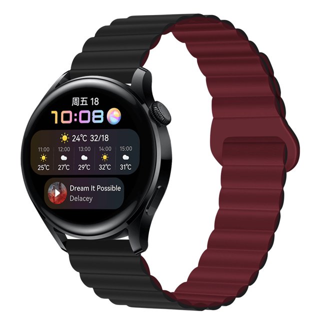 Adecuado para Huawei GT4/GT3/PRO Samsung watch4 correa de reloj de silicona de dos colores con bucle magnético de 20/22mm