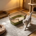 thumbnail image 6 of Large High Sided Cat Litter Box with Scoop, Semi Enclosed Splash Proof Kitty Toilet Tray, Open Top Easy Clean Litter Pan with Anti Scatter Design for Medium Cats and Kittens, 6 of 6