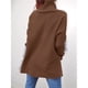 thumbnail image 4 of Suéteres de Cuello Alto de Gran Tamaño para Mujer, Larga de Murciélago, Dobladillo Abierto, Túnica, Suéter de Punto, Tops Marrón M, 4 of 5