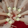 thumbnail image 5 of Tutuviw 2Pcs Ivory Rose Wedding Wrist Corsage and Boutonniere Set for Bride/Bridesmaid/Man/Groom,Handmade Artificial Rose Flower Wrist Flowers & Men's Corsage Set for Wedding Ceremony Anniversary, 5 of 8