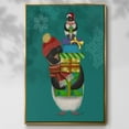 thumbnail image 2 of Christmas Penguin Gifts - Framed Gallery Wrapped Holiday Canvas - 17 x 25 - Gold Frame, 2 of 8