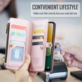 thumbnail image 3 of Compatible with Samsung Galaxy A13 5G Zipper Wallet Phone Case Tempered Glass Screen Protector Crossbody Lanyard Strap Flip Card Holder Slot Cell Cover for A04S M13 A13 2022 13A A135G Women Rose Gold, 3 of 9