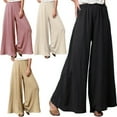 thumbnail image 2 of FLMEI Women's Cotton Linen Wide Leg Pants Solid Lounge Pants Women Casual Straight Leg Pants High Waist Trousers for Summer S-5XL, 2 of 7