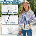 thumbnail image 6 of Chririnla Purple Daisy Butterfly Horse Youth Zip Up Hoodie Lightweight Long Sleeve with Pockets Casual Athletic Outerwear Teens Size 10-12, 6 of 7