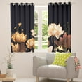 thumbnail image 5 of Erosebridal Chic Lotus Flower Blackout Curtains for Women Floral Curtains, Black and Gold Curtains & Drapes White Flower Leaves Living Room Curtains, Botanical Plants Window Curtains, 5 of 6