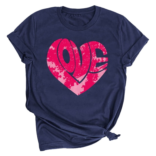 LSLJS T-shirt Imprimé Amoureux pour Femmes, Col Rond, Manches Courtes, Cadeaux pour Femmes