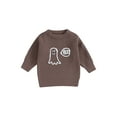 thumbnail image 1 of ZAXARRA Bébé Pull Fantôme Lettre Broderie Col Rond à Manches Longues Pull Top Automne Hiver Chaud Tout-Petit Vêtements Pulls, 1 of 7