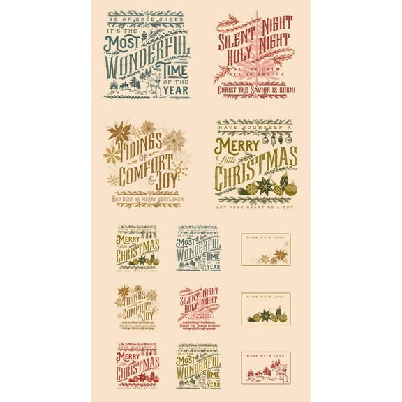 24" X 44" Panel Old World Yuletide Christmas Cotton Fabric Panel D604.19