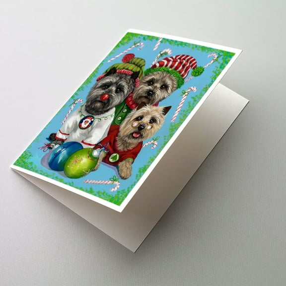 Caroline's Treasures Cairn Terrier Christmas Greeting Cards with Envelopes, 5" x 7" (8 Count)