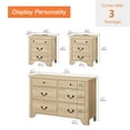 thumbnail image 4 of WAMPAT Farmhouse 3-Piece Bedroom Set, 47.2" Wood 6-Drawer Dresser and Nightstand Set of 2 with Charging Station for Bedroom,Living Room,Oak, 4 of 11