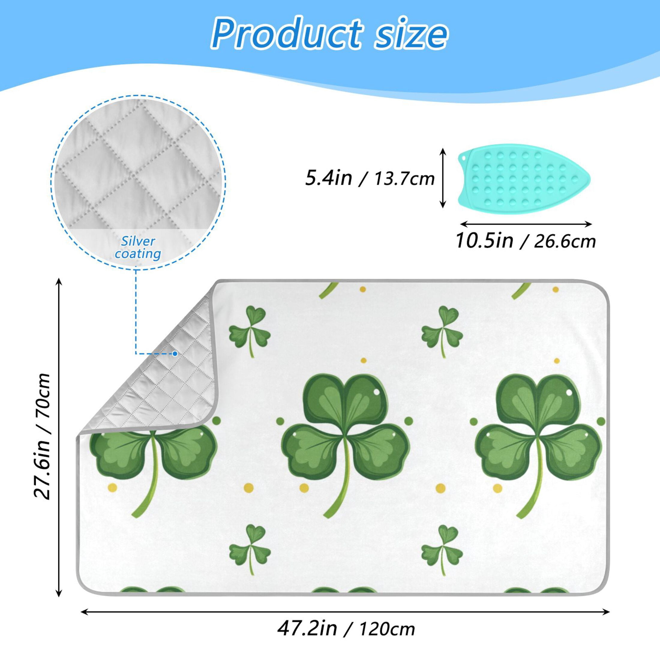 Clovers Dots St Patricks Day Ironing Mat Blanket Portable Travel Ironing Pad Heat Resistant Pad 47.2" x 27.6”