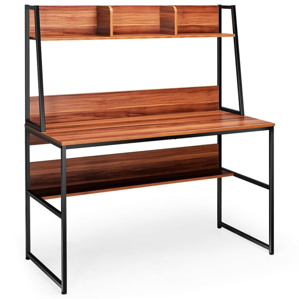 Demi Bonn 47" Computer Desk Writing Study Table Workstation, Gaming Workstation Home Office Desks, Brown