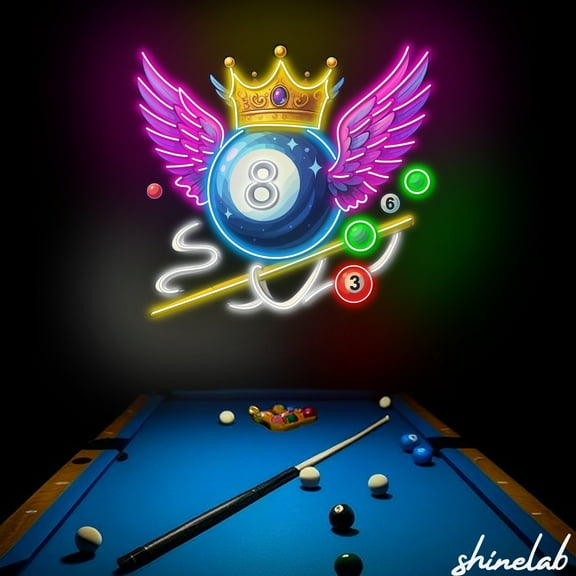 Shinelab Pool Hall Neon Sign, Billiards LED Light for Game Room, Man Cave and Bar Decor 15431