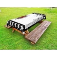 thumbnail image 1 of Movie Theater Outdoor Tablecloth, Grungy Illustration of Film Strip with Ornamental Stars Cinematography, Decorative Washable Fabric Picnic Tablecloth, 58 X 120 Inches, Black White Ruby, by Ambesonne, 1 of 2