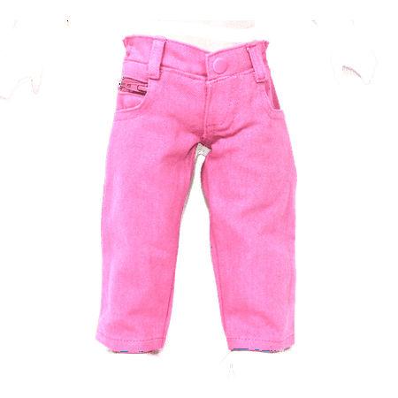 Arianna Magenta Colored Zip Ticket Pocket Jeans Fits 18 inch Dolls