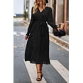 thumbnail image 4 of Vestido Maxi Boho Floral PRETTYGARDEN para Mujer, Cruzado en V, Negro, Talla M, 4 of 6