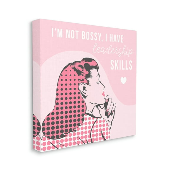 I'm Not Bossy Leadership Phrase Retro Pop Female Inspirational Gallery-Wrapped Canvas Print Wall Art, 17x17