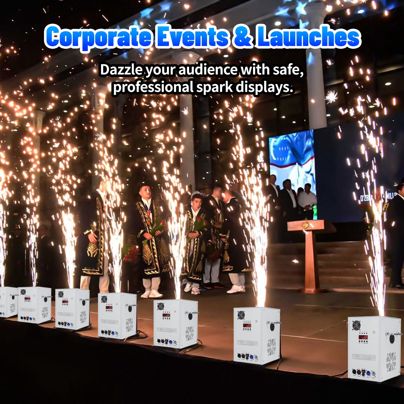 2 PCS 700W Cold Spark Machine DMX512 Firework Machine 6-19ft Adjustable for Wedding Stage Party DJ Disco,Black